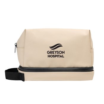 Sojourn Recycled Faux Leather Toiletry Dock Bag - One-Color Personalization Available from Positive Promotions