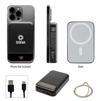 MagSafe Wireless Charging Power Bank With LED Display 10,000 mAh 20W - One-Color Personalization Available from Positive Promotions