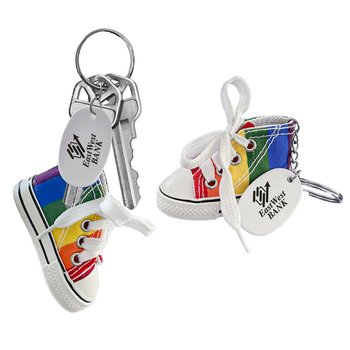 Pride Rainbow Retro Sneaker Keychain - One-Color Personalization Available from Positive Promotions