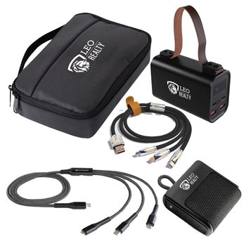 5-Piece Charging Set: Heavy-Duty Power Bank/Spotlight, Wireless Speaker, 48