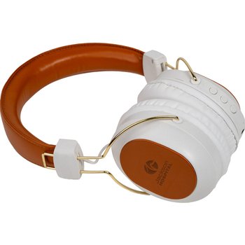 Recycled Faux-Leather Foldable Wireless Bluetooth® Headphones - Laser-Engraved Personalization Available from Positive Promotions