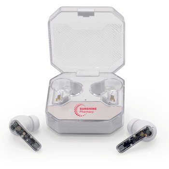 Rupt® Ghost Buds Recycled Clear True Wireless Bluetooth® Earbuds - One-Color Personalization Available from Positive Promotions