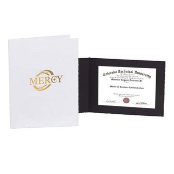 Textured Linen Certificate Holder (Black Horizontal) - Foil-Stamped Personalization Available from Positive Promotions
