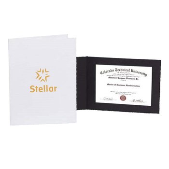 Textured Linen Certificate Holder (White Horizontal) - Foil-Stamped Personalization Available from Positive Promotions
