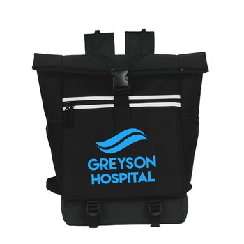 Two-Stripe Roll-Down Knapsack Insulated Cooler Backpack - One-Color Personalization Available from Positive Promotions