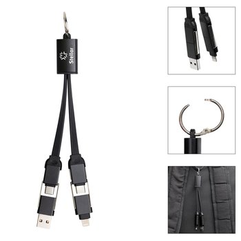 Multi-Port USB-A & Type-C Charging Cable With Round Carabiner 10W 6