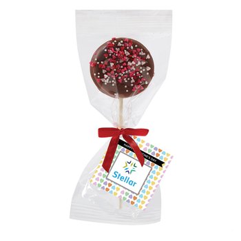 Valentine's Day Heart Sprinkles Chocolate-Covered Oreo® Pop - Full-Color Personalization Available from Positive Promotions