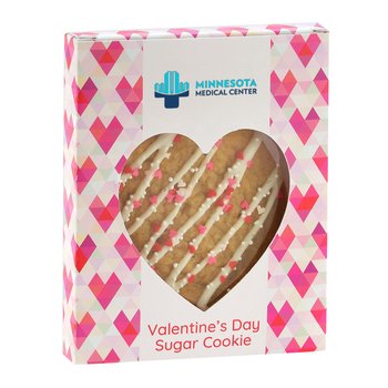 Cute Valentine's Day Sugar Cookie With Sprinkles in Window Box - Full-Color Personalization Available from Positive Promotions
