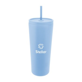 Spill-Resistant Recycled Stainless-Steel Tumbler 24 oz. With Straw - One-Color Personalization Available from Positive Promotions