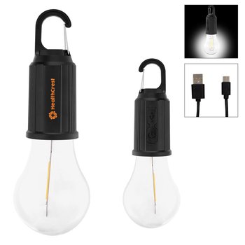 Vintage Rechargeable LED Light Bulb 3 Modes With Carabiner - One-Color Personalization Available from Positive Promotions