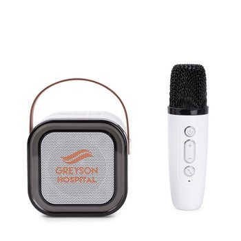 LED Light-Up Portable Karaoke Machine With Mic Wireless 5W - One-Color Personalization Available from Positive Promotions