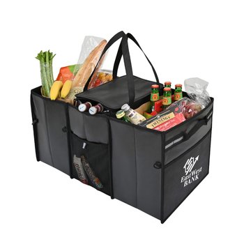 Recycled Structured Cargo Carrier Organizer With Cooler Bag - One-Color Personalization Available from Positive Promotions
