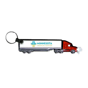 Shape Lights LED Light-Up Soft Padded Plastic Keychain - Long Semi-Truck - Full-Color Personalization Available from Positive Promotions