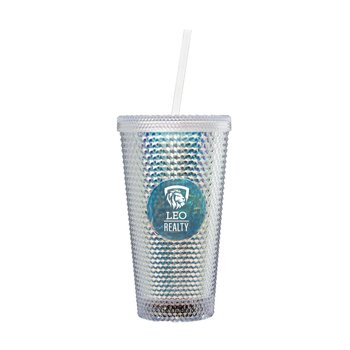 Starbs Diamond Metallic Tumbler 16 oz. With Straw - One-Color Personalization Available from Positive Promotions