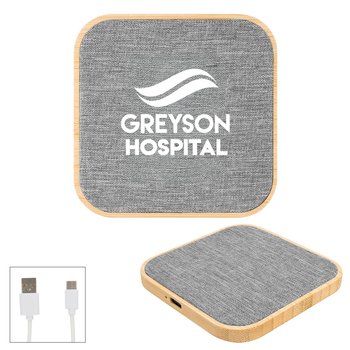 Recycled rPET & Bamboo Charging Pad 15W - One-Color Personalization Available from Positive Promotions