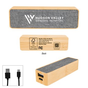 Recycled rPET & Bamboo Energy Power Bank 2,200 mAh - One-Color Personalization Available from Positive Promotions