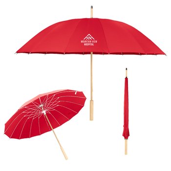Recycled Canopy Umbrella With Bamboo Handle 46