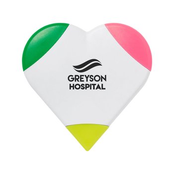 Heart-Shaped 3-Color Highlighter - One-Color Personalization Available from Positive Promotions