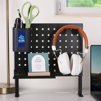 Desk Tabletop Pegboard Organizer - Full-Color Personalization Available from Positive Promotions
