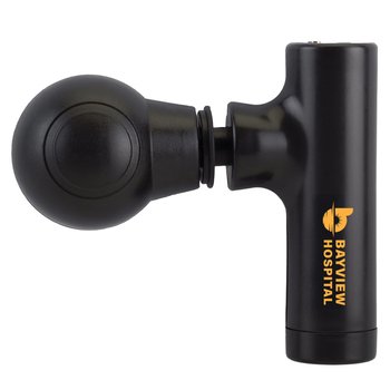 Mini Handheld Massage Gun in rPET Pouch - One-Color Personalization Available from Positive Promotions