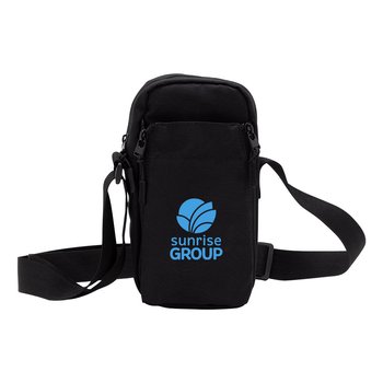 Recycled Crossbody Beverage Bottle Carrier Sling Bag - One-Color Personalization Available from Positive Promotions