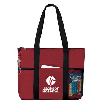 Basic Essentials Classic Tote Bag With Zipper - One-Color Personalization Available from Positive Promotions