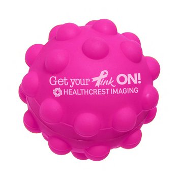 Pink Breast Cancer Awareness Fidget Push-Pop Ball Stress Reliever - One-Color Personalization Available from Positive Promotions