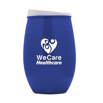 USA-Made Plastic Stemless Wine Glass Mug 16 oz. - One-Color Personalization Available from Positive Promotions