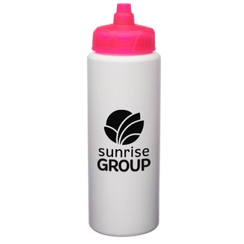 USA-Made Plastic Squeeze Sports Water Bottle 32 oz. - One-Color Personalization Available from Positive Promotions