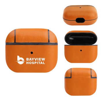 Professional Premium Leather Earbuds Charging Case for AirPods Pro - One-Color Personalization Available from Positive Promotions