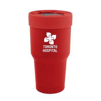 Tone-on-Tone Stainless-Steel Tumbler 30 oz. With Silicone Lid - One-Color Personalization Available from Positive Promotions