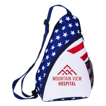 Stars & Stripes Patriotic Sling Bag - One-Color Personalization Available from Positive Promotions