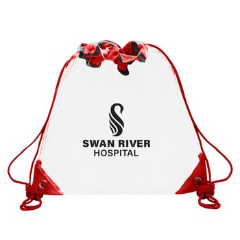 Clear Safety Stadium-Compliant Drawstring Bag - One-Color Personalization Available from Positive Promotions
