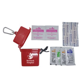On-the-Go First Aid Kit With Carabiner - One-Color Personalization Available from Positive Promotions