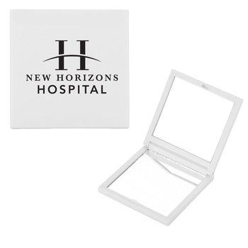 Soft-Touch Mini Square Mirror - One-Color Personalization Available from Positive Promotions