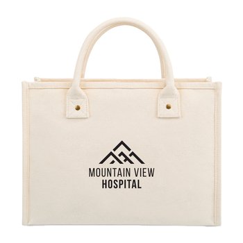 Structured Cotton Canvas Tote Bag With Antique Brass Details - One-Color Personalization Available from Positive Promotions