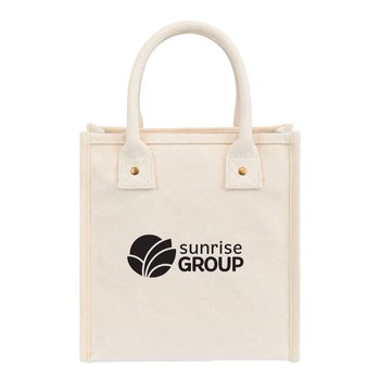 Mini Structured Cotton Canvas Tote Bag With Antique Brass Details - One-Color Personalization Available from Positive Promotions