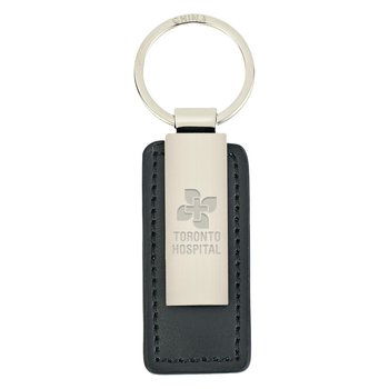 Leatherette Silver Key Tag - Laser-Engraved Personalization Available from Positive Promotions