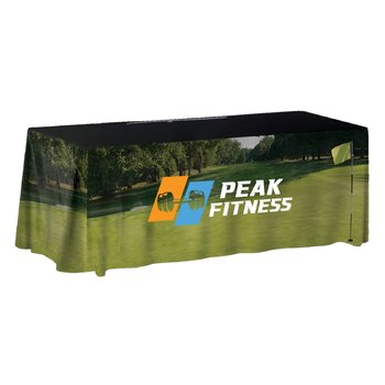 8' Rectangular Non-Fitted Multi-Panel Table Cover - Full-Color Personalization Available from Positive Promotions