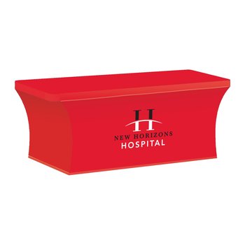 6' Wrinkle-Resistant Stretch Table Cover (Stock Fabric Color) - Full-Color Personalization Available from Positive Promotions