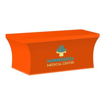 8' Wrinkle-Resistant Stretch Table Cover (Stock Fabric Color) - Full-Color Personalization Available from Positive Promotions