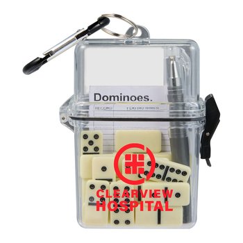 Travel Dominoes Game Set - One-Color Personalization Available from Positive Promotions