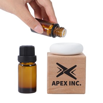 Gypsum Stone & Aromatherapy Oil on Natural Wood Block - Full-Color Personalization Available from Positive Promotions