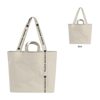 Recycled USA-Made Mono-Strap Cotton Canvas Tote Bag - One-Color Personalization Available from Positive Promotions