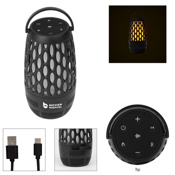 Wireless Water-Resistant Flame Lantern, Speaker, & Sound Machine - One-Color Personalization Available from Positive Promotions