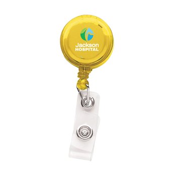 Round Translucent Badge Reel - Full-Color Personalization Available from Positive Promotions