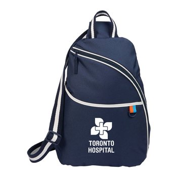 Recycled Retro Sporty Sling Bag Backpack - One-Color Personalization Available from Positive Promotions