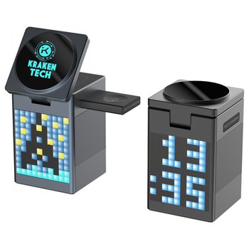 5-in-1 Wireless Charging Station, Speaker, & Clock 15W - One-Color Personalization Available from Positive Promotions