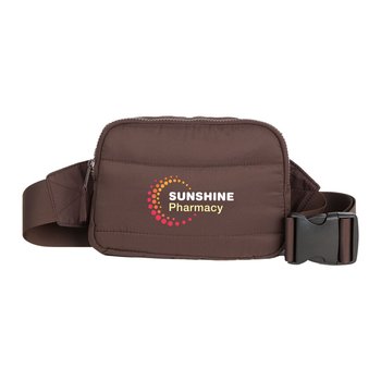 Peyton Puffer Recycled Belt Bag Fanny Pack - Full-Color Personalization Available from Positive Promotions