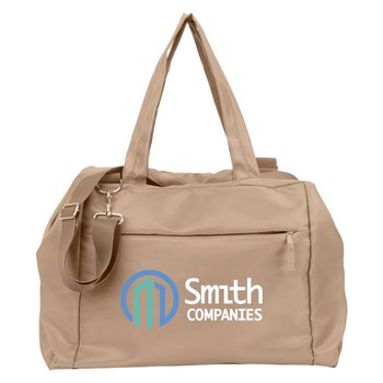 Recycled rPET Travel Duffel Bag With Trolley Strap - Full-Color Personalization Available from Positive Promotions